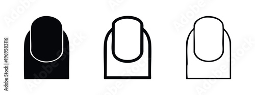 Fingernail icon set in hand drawn style. Manicure and beauty symbol.