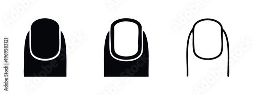 Fingernail icon set in hand drawn style. Manicure and beauty symbol.