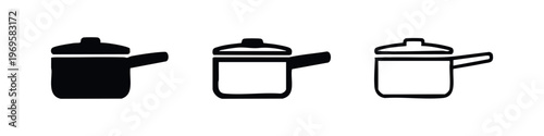 Cooking Pot Icon Set - Kitchen Utensil and Cookware Symbols for Design
