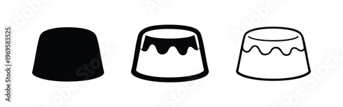 Simple Pudding Dessert Icon Set. Sweet Food Vector Symbols for Menus, Apps and Food Concepts.