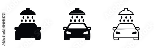 Automotive Car Washing Service Vector Icon Set for Cleaning and Maintenance