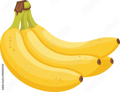 Banana Fruit Vector Set Featuring Bunch of Ripe Yellow Bananas for Digital Media, Culinary Designs, and Fruit Illustrations
