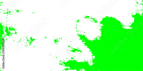 A vibrant world map illustration featuring green paint splashes and ink splats on a grunge background to represent a global eco environment and nature design