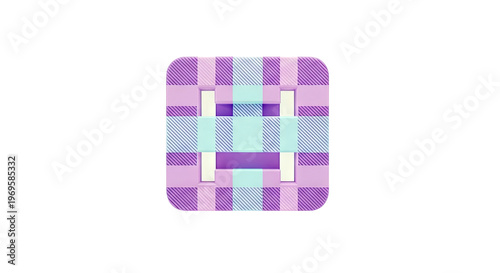 3D Render of a Gingham Patterned Square with Cutouts