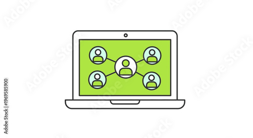 Laptop with people network connections online.