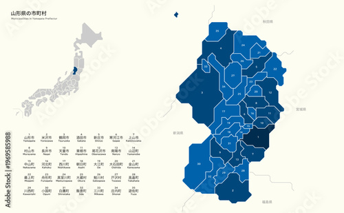 Municipalities in Yamagata Prefecture 山形県の市町村