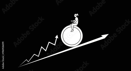 Man Riding Unicycle Up Steep Incline.