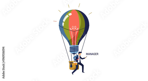 Man running with hot air balloon.