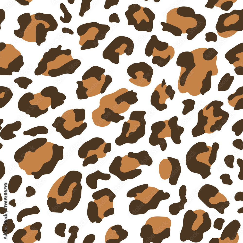Fototapeta premium An abstract seamless pattern featuring wild animal print textures in brown and white on transparent background