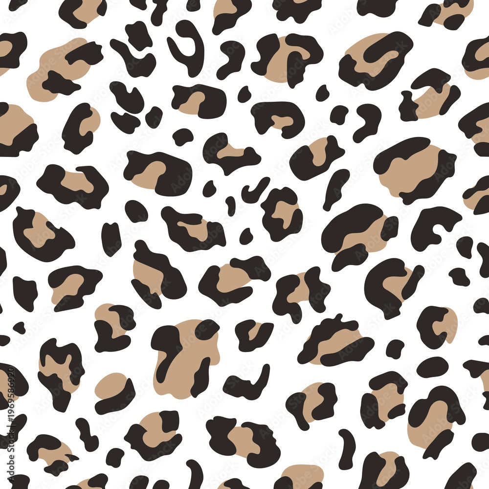 Fototapeta premium An abstract seamless pattern featuring wild animal print textures in brown and white on transparent background