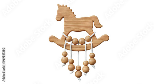 Wooden Rocking Horse Toy with Beads