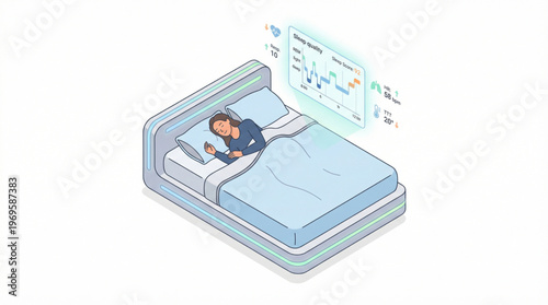 Flat isometric sleeping athlete monitored by advanced biometric sensors