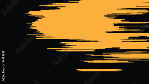 Abstract expressionist art yellow brush strokes on black background modern painting technique