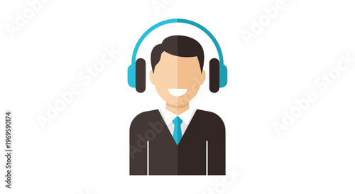 Man wearing a headset smiling.