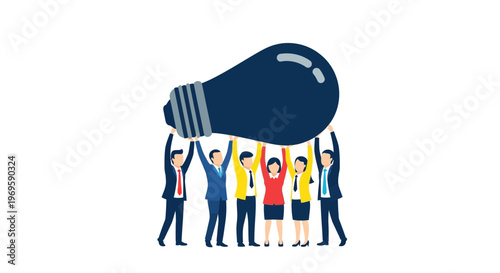 People holding up a light bulb.