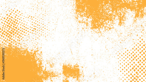 Orange grunge texture with white background and distressed dots pattern abstract design element