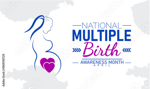 National multiple birth awareness month stylized graphic with graphic design with white background