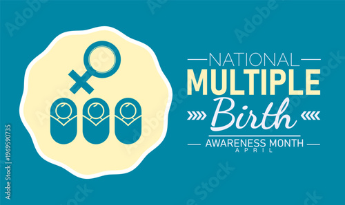 National multiple birth awareness month graphic showing triplets with graphic design
