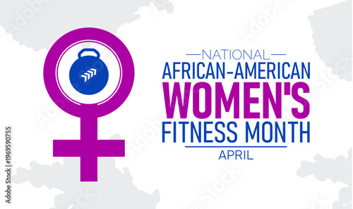 National african american women's fitness month graphic with barbell symbol with graphic design