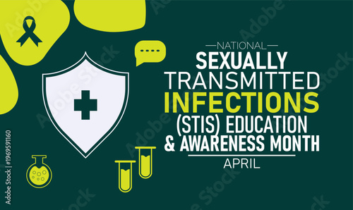 St is education and awareness month april with medical icons with sexually transmitted infections