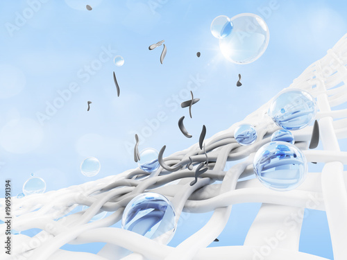 Bild auf Leinwand 3d stain remover soap bubbles clean dirty fabric fibers