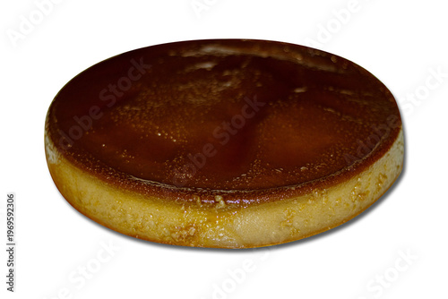 Shiny caramel egg pudding or creme caramel silky texture