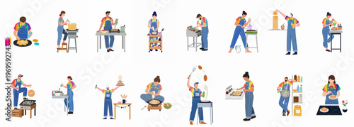 Artisan Crafting Collection: A diverse compilation of skilled artisans engrossed in various stages of craft making, demonstrating creativity, precision, and dedication to their respective trades.