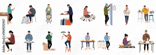 Artisan Ensemble: A diverse collection of artisans, each absorbed in their unique craft, showcases the beauty of creativity and skilled craftsmanship.