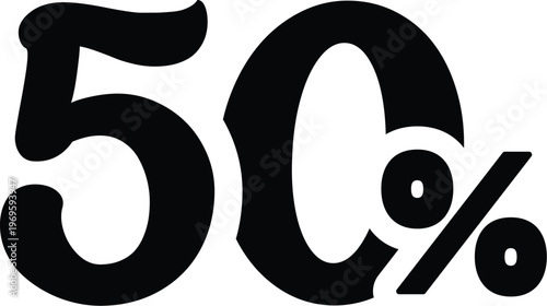 Fifty Percent Discount Symbol Isolated on White Background - Ideal for Sales and Promotions
