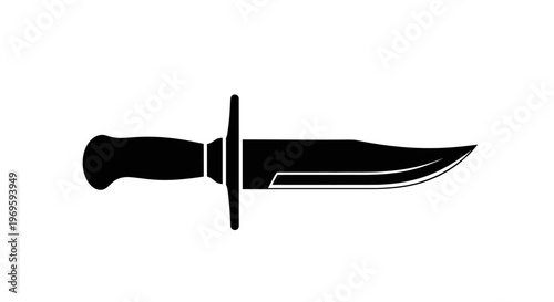 Silhouette of Military Combat Knife with Guard
