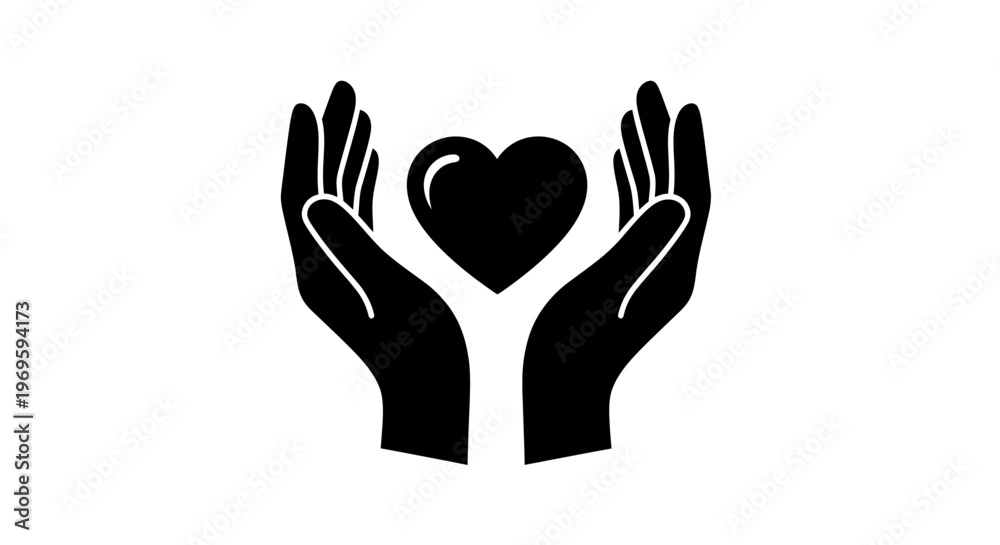 Obraz premium Hands Cradling Heart Symbol Representing Care and Support