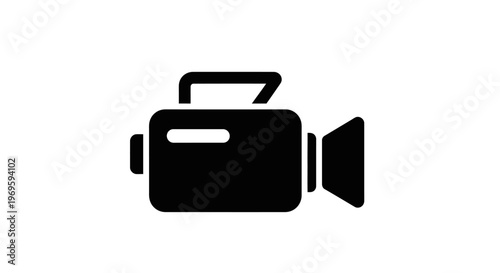 Simple Black Camera Icon on White Background
