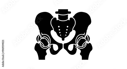Stylized Black and White Human Pelvic Bone Icon