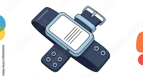 Modern smartwatch with a large rectangular display and dark band, showing a sleek interface design, isolated on a white background.