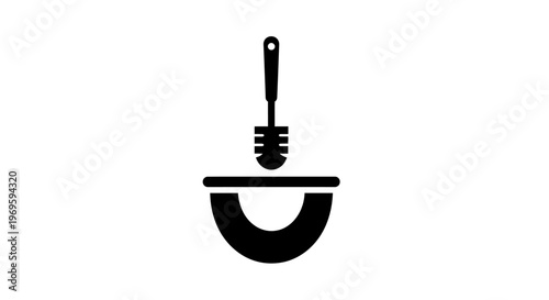Minimalist Black and White Toilet Brush and Holder Icon