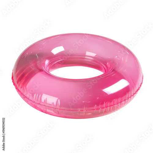 A pink inflatable pool float on a black background