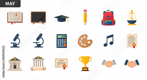 Education icons and learning symbols.
