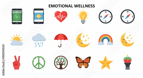 Emotional Wellness Symbols and Icons.
