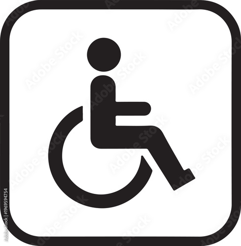 Black and white disabled person in wheelchair accessibility symbol