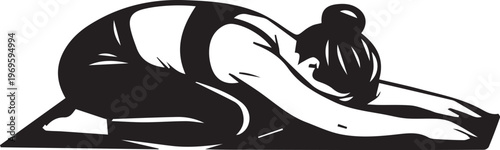 A woman is doing a yoga pose on a mat