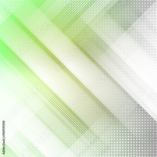 グリーンの斜めラインとドットパターンが広がる近未来テクノロジー抽象背景素材・ITビジネスやデジタルネットワークを表現したモダンデザイン