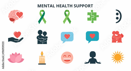 Mental Health Support Icons Collection.