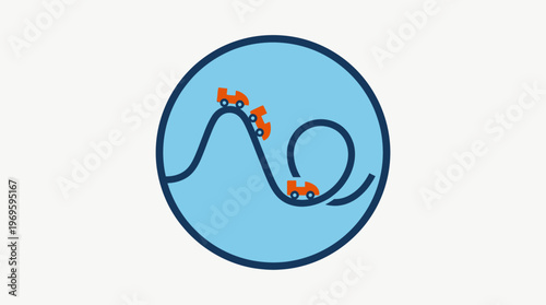 Roller Coaster Icon in Blue Circle