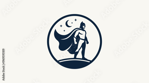 Superhero Silhouette in Circle Logo