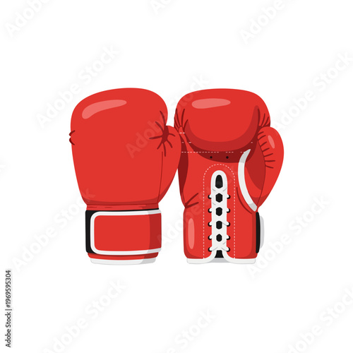 Red Boxing Gloves Combat Sports Vector Illustration