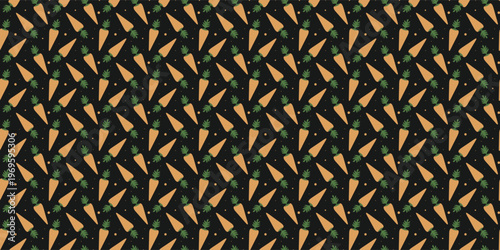 Healthy food delivery carrot character repeating pattern for veggie shop menu. Service pattern