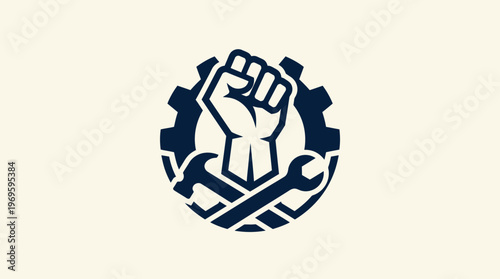 Labor Union Symbol with Industrial Tools