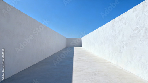 Minimalist White Concrete Architecture Corridor