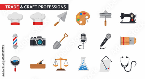 Various Trade And Craft Professions Icons.