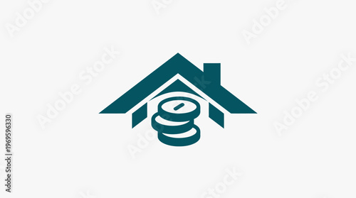 House Icon with Stack of Coins Financial Concept